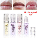 Crystal Lipstick Lips Nutritious Lip Oil Clear Roller Ball Dried Flowers Lip Essence Long Lasting Moisturizing Shiny Lip Gloss