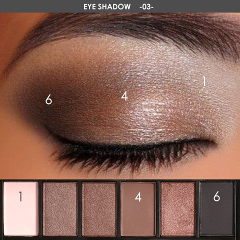 FOCALLURE 6 Colors Eyeshadow Palette Glamorous Smokey Color Eye Shadow Shimmer Glitter Smooth Creamy Powder Makeup Eye Shadow