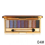 Sombra de olho profissional pallete maquiagem 9 cores diamante brilho brilhante brilhante sombra de olho compõem paleta à prova dwaterproof água com escova