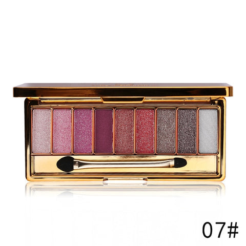 Sombra de olho profissional pallete maquiagem 9 cores diamante brilho brilhante brilhante sombra de olho compõem paleta à prova dwaterproof água com escova