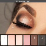 FOCALLURE 6 Colors Eyeshadow Palette Glamorous Smokey Color Eye Shadow Shimmer Glitter Smooth Creamy Powder Makeup Eye Shadow