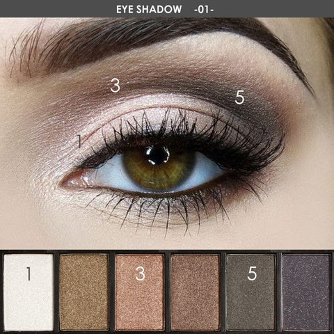 FOCALLURE 6 Colors Eyeshadow Palette Glamorous Smokey Color Eye Shadow Shimmer Glitter Smooth Creamy Powder Makeup Eye Shadow